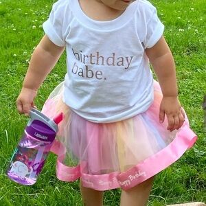 Birthday Babe white t-shirt toddler 2T pink metallic‎ letters